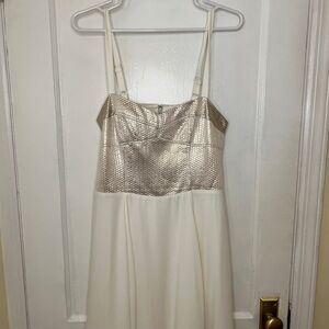 Express Silver Mini Sundress Spaghetti Strap Sleeveless